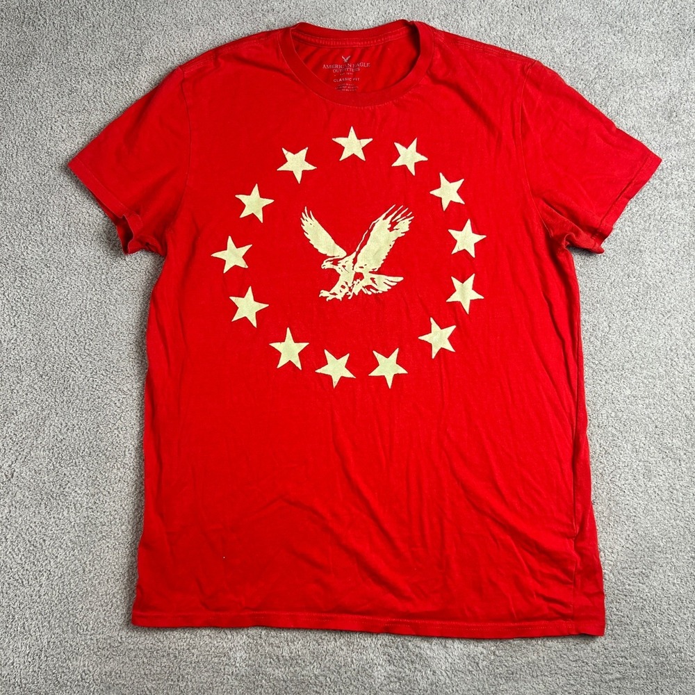 American Eagle Outfitters T-Shirt Youth Medium Red Eagle Classic Stars Tee